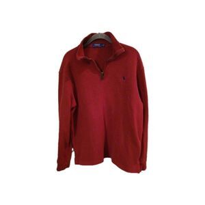 Polo Ralph Lauren Mens Quarter Zip Pullover Red Long Sleeve Sweater Size L